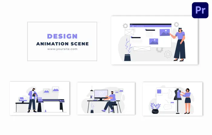 Designer Workflow Concept Vector Flat Character Design Animation Scene